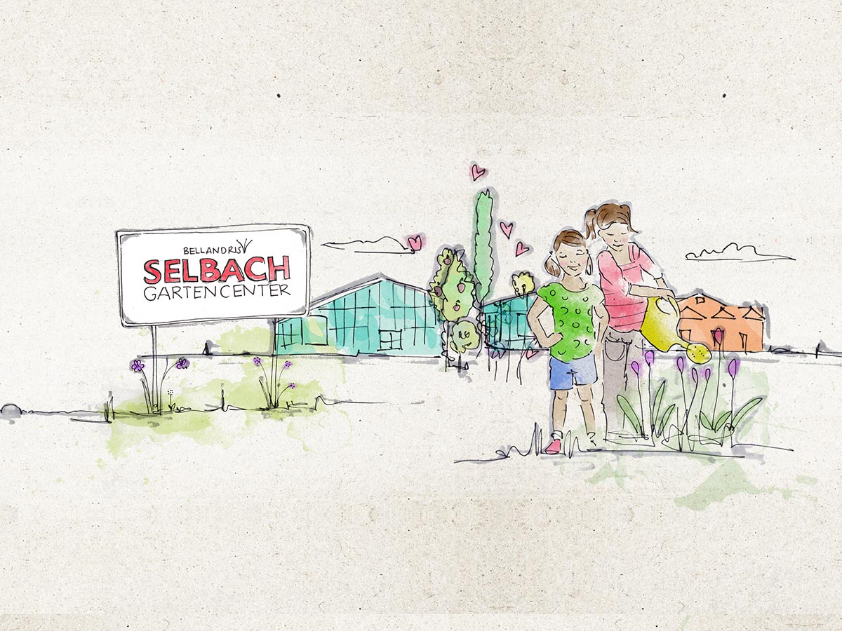 gartencenter selbach illustration Blumen Gießen